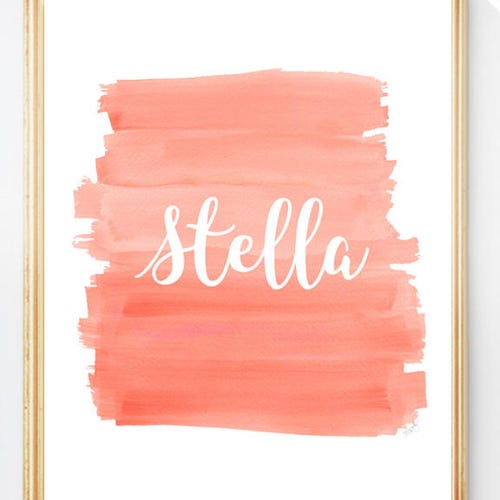 Coral Print With Name Coral Bedroom Decor Kids Name Print Etsy