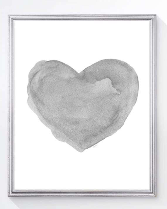 Gray Heart Prints, Set of 3 Watercolor Hearts, Unisex Nursery Decor, Gray  Nursery, Gray Bedroom Art, Gray Wall Decor, Neutral Hearts 