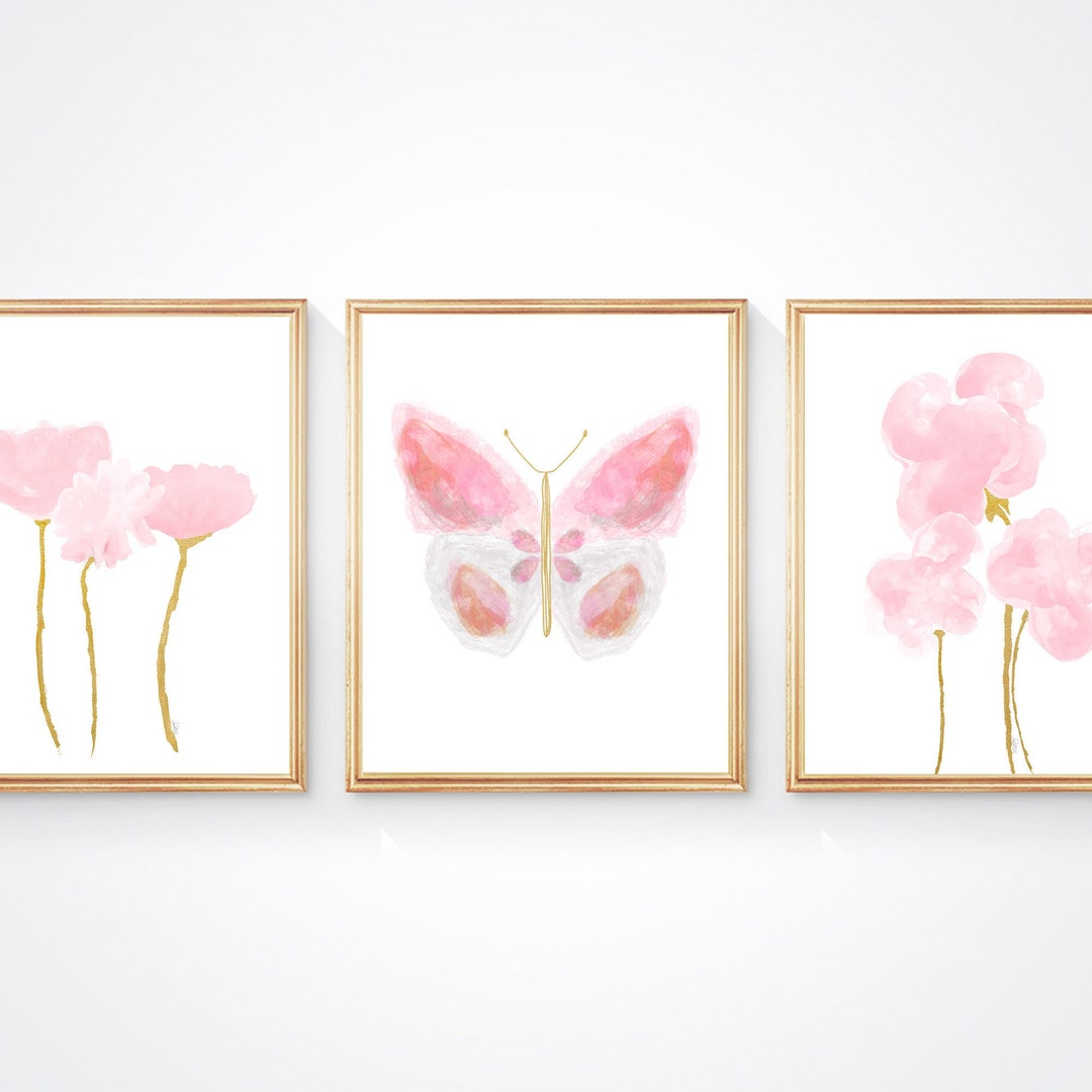Pink Butterfly Wall Decor, Butterfly Artwork, Pink Wall Art, Tween Wall