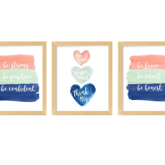 Tween Girl Room Decor, Set of 3, Inspirational Art Prints