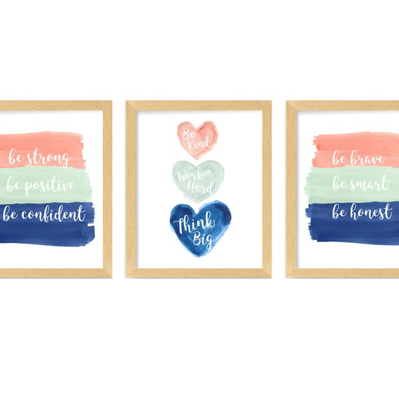 Teen Girl Room Decor, Set of 3, Inspirational Art Prints