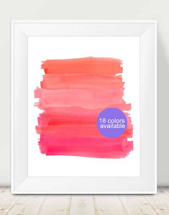 Playroom Art 11x14 Watercolor Print Pink And Orange Decor Coral And Pink Art Hot Pink And Orange Nursery Art Kids Playroom Art