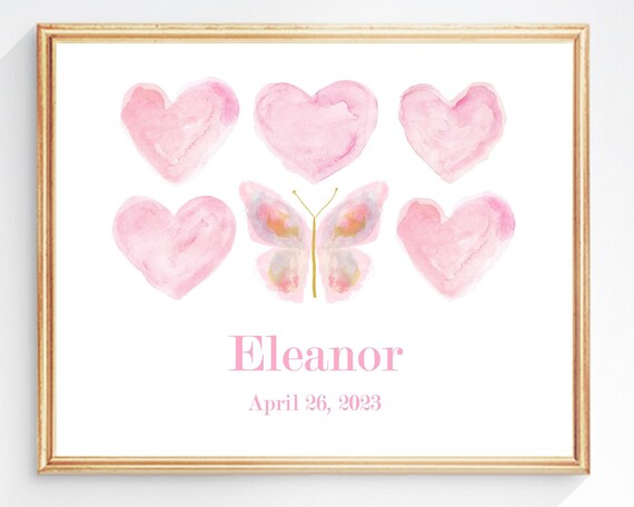 Baby Butterfly Print with Name and Date