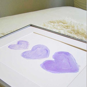 Purple Nursery Art, Watercolor Heart Art Print, Lavender Nursery Decor, Baby Girl Nursery, Girls Purple Room Decor, Purple Wall Art image 2