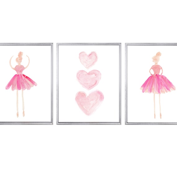 Ballerina and Hearts Prints, Set of 3