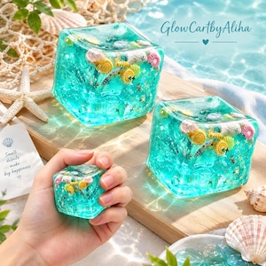 Ocean Squishy Stress Relief Cube – Långsam Sensorisk Fidgetleksak