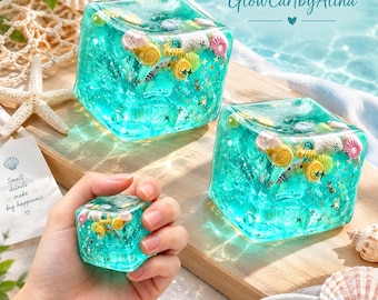 Ocean Squishy Stress Relief Cube – Slow Rise Sensory Fidget Toy