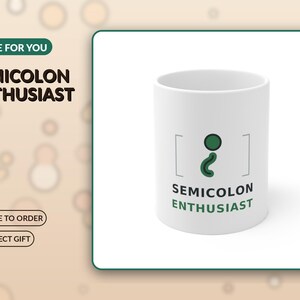 Semikolon Entusiast Mugg, Rolig Programmerare Kaffemugg, Spelutvecklare Gåva