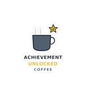 Achievement Unlocked Coffee Sticker, Funny Game Developer Vinyl Sticker, Gift