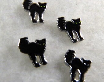 Black Scared Cat Floating Charm