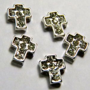 Silver only Rhinestone Cross Floating Charm. Free Shipping image 2