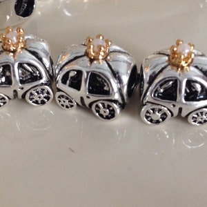 925 Sterling silver Plated  Cinderella&#39;s pumpkin carriage european screw on type charm.