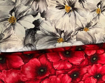 B&W or Red large flowers Handmade Face masks