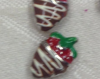 Chocolate Covered Strawberry Floating Charm. Free Shipping!