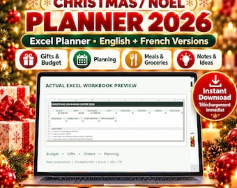 Christmas Planner 2026: Printable PDF + Excel Spreadsheet for Gifts & Budget
