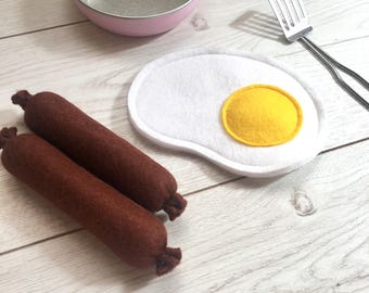 Pretend Play Felt Food Breakfast - Eggs & Sausages