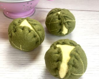 Pretend Play Felt Food Brussel Sprouts - Set of Three