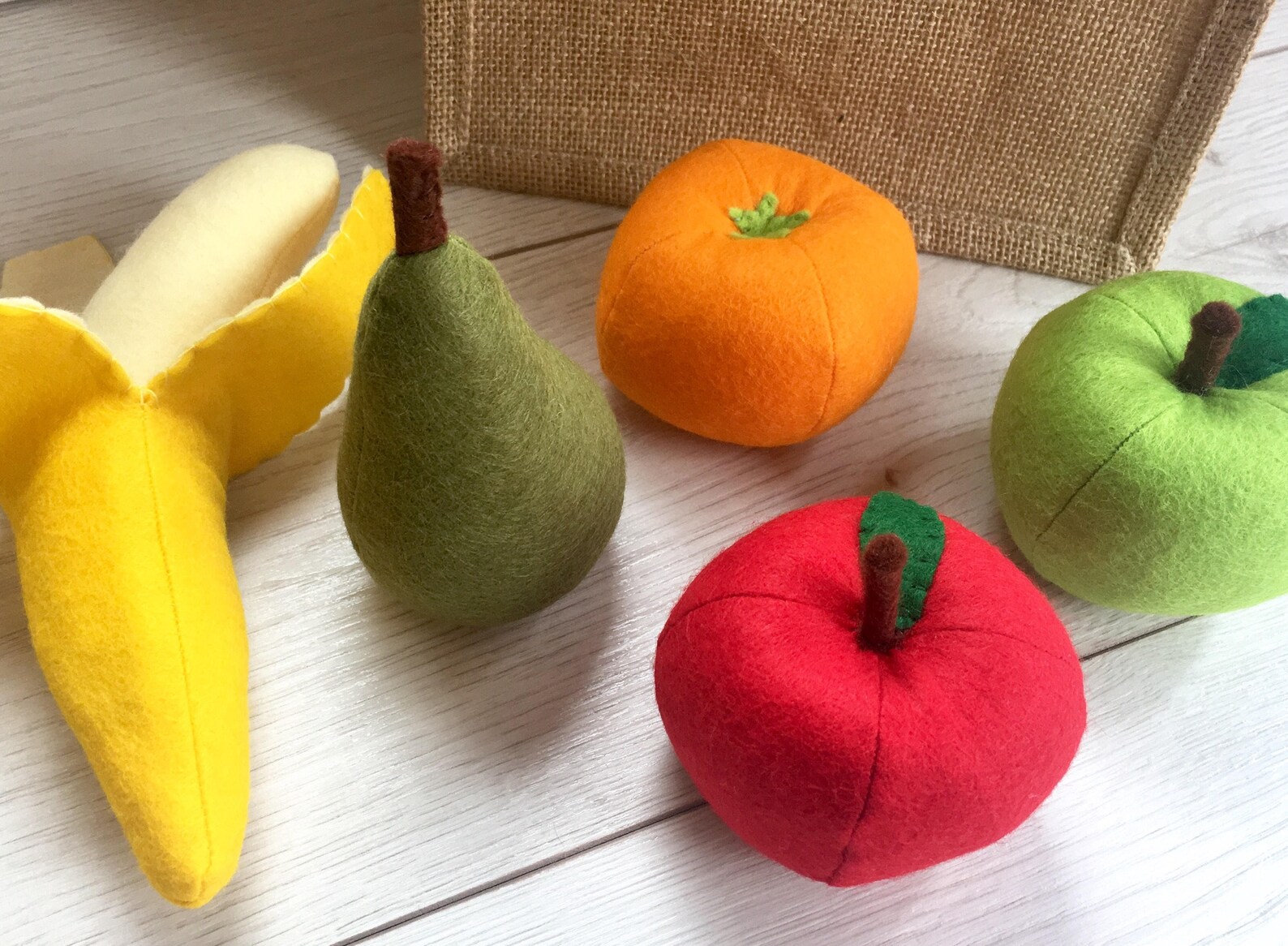 Pretend Play Felt Food Fruit Collection With Mini Jute Shopping Bag Etsy