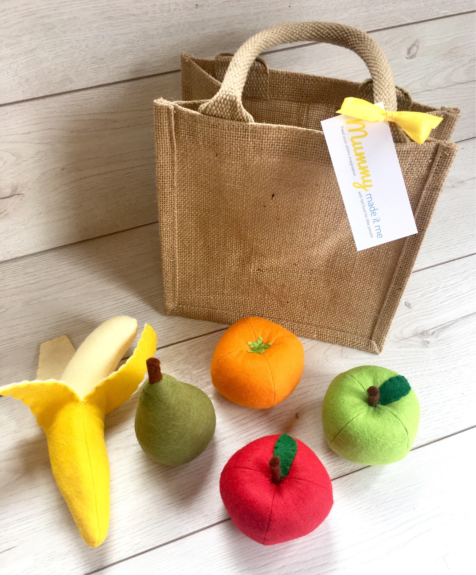 Pretend Play Felt Food Fruit Collection With Mini Jute Shopping Bag Etsy