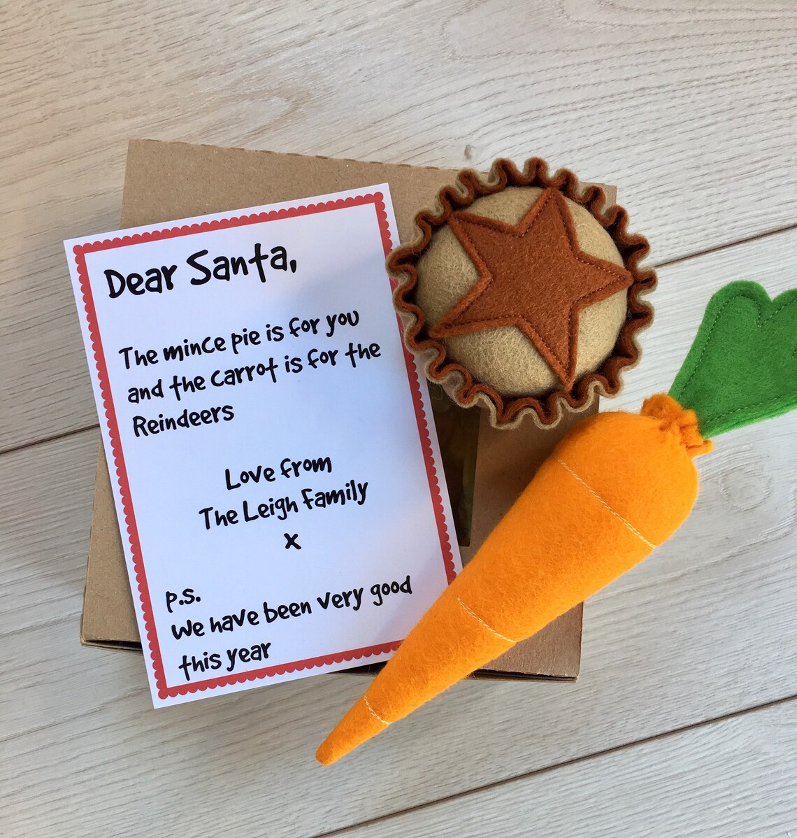 Personalised Pretend Play Felt Food Christmas Gift for Santa Letter