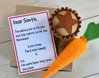 Personalised Pretend Play Felt Food Christmas Gift For Santa - Letter, Carrot, Mince Pie & Gift Box