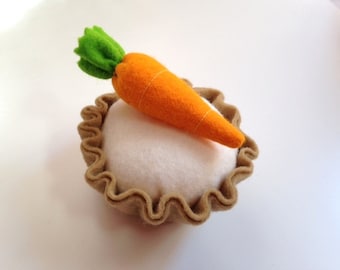 Pretend Play Felt Food Carrot Cake Tart