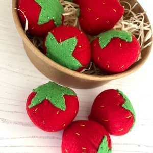 Pretend Play Felt Food Strawberries Set of 8 image 2