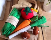 ごっこ遊びフェルトフード野菜コレクション（ミニジュートショッピングバッグ付き）