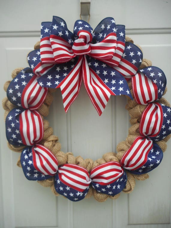 Patriotic American flag wreath 250 door decor 4th of July burlap wreath Stars and Stripes front door