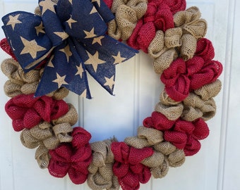 RESERVED listing for Jill- wreath Primitive Patriotic wreath July 4th Americana wreath Country Americana wreath  stars and stripes RTS