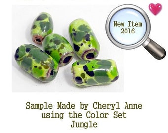 Jungle Camouflage, Enamel Frit, Glass Frit, for Copper, Gold, Silver, PMC  using torch fired or kiln fired processes I Love Enamels.com