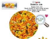 Marvelous Marigolds, Enamel Frit, torch fired, kiln fired, enamel art, enamel jewelry, enamel sculpture, enamel tools, I Love Enamels.com