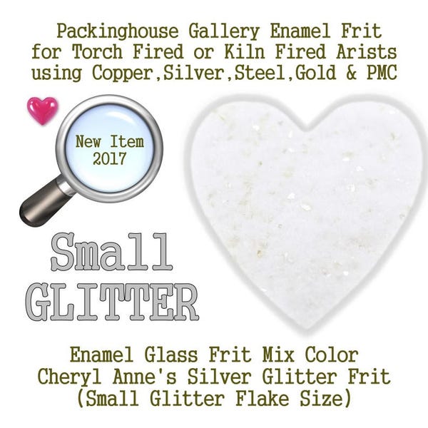 Silver Enamel Glitter Frit, Small Size Frit, Enamel Frit, Glass Frit, for Copper, Gold, Silver, PMC. Thompson Enamel, Packinghouse Gallery