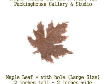 Silver Maple Leaf Large (with hole), Copper Leaf, Copper Blank, Copper Shape, Maple Leaf Copper Shape, Enameling Supplies, I Love Enamels