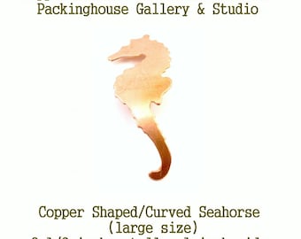 Copper Seahorse Blank Shape cut outs made of copper for metal working, enameling and jewerly making Seahorse Shaped Curved Large Size