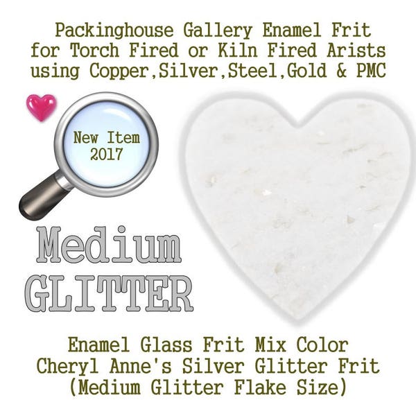 Silver Enamel Glitter Frit, Medium Size Frit, Enamel Frit, Glass Frit, for Copper, Gold, Silver, Steel,PMC. Packinghouse Gallery