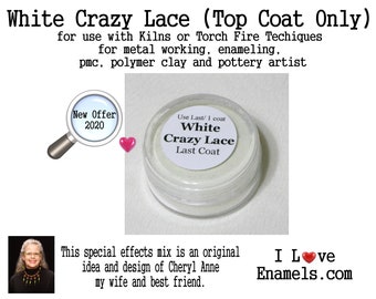 White Crazy Lace Top Coat ONLY ! Special Effects Enamel by Cheryl Anne, Enamel Mix, for Copper, Gold, Silver, PMC. Enamel, Pottery artist