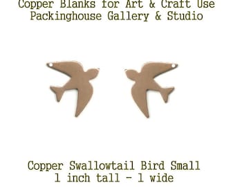 Copper Swallowtail Bird Earrings (small) Blank Shape, stamping blanks, coppe blanks, metal working, enameling and jewerly making