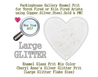 Silver Enamel Glitter Frit, Large Size Frit, Enamel Frit, Glass Frit, for Copper, Gold, Silver, PMC. Thompson Enamel, Packinghouse Gallery