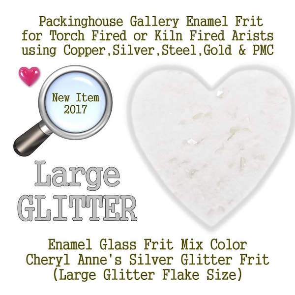 Silver Enamel Glitter Frit, Large Size Frit, Enamel Frit, Glass Frit, for Copper, Gold, Silver, PMC. Thompson Enamel, Packinghouse Gallery