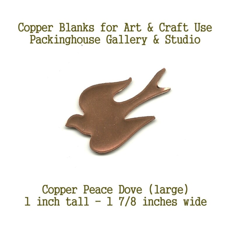 Copper Shape Peace Dove large Blank Shape cut outs made of copper for metal working, enameling and jewerly making image 1