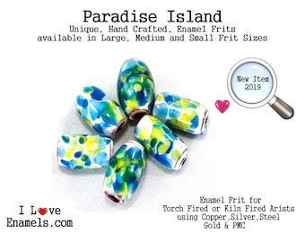 Paradise Island, Enamel Frit, Glass Frit, for Copper, Gold, Silver, PMC artists using torch fired or kiln fired processes I Love Enamels.com