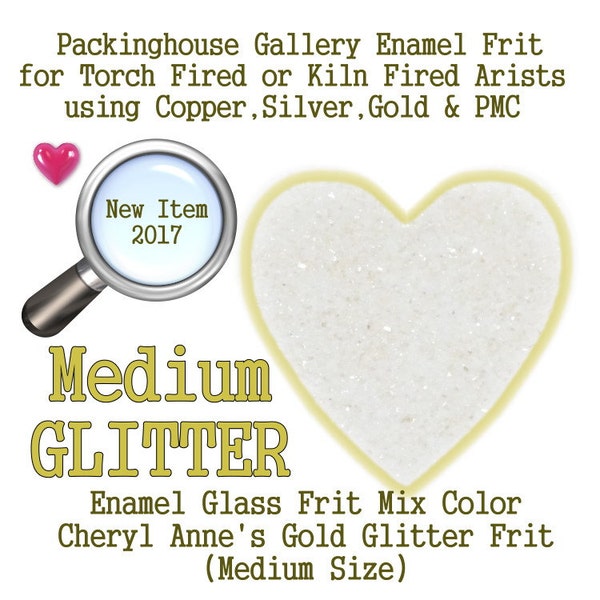 Gold Enamel Glitter Frit, Medium Size Frit, Enamel Frit, Glass Frit, for Copper, Gold, Silver, PMC. Thompson Enamel, Packinghouse Gallery