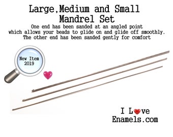 BM Mandrel Set, 1 Large Mandrel, 1 Medium Mandrel and 1 Small Mandrel, I Love Enamels.com Etsy, Bead Making, Enamel Bead Making, Glass Bead