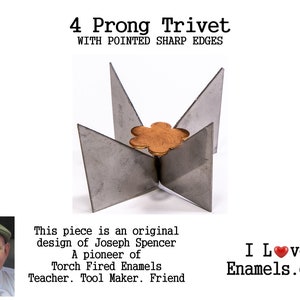 T Large 4 Prong Trivet, with sharp points, Trivets for kilns, Trivets for Torch Fire metal working, Trivets for artist, I Love Enamels.com image 2