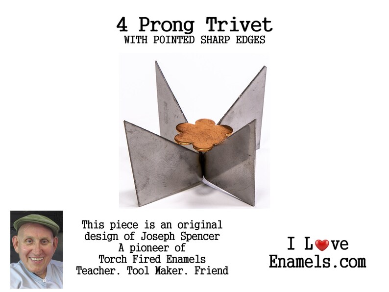 T Large 4 Prong Trivet, with sharp points, Trivets for kilns, Trivets for Torch Fire metal working, Trivets for artist, I Love Enamels.com image 2