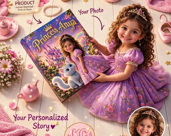 Custom Princess Storybook for Girls | Add Her Name & Photo | Birthday Gift Keepsake | Digital PDF