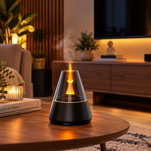 Flame Aroma Diffuser, 7 Color LED Essential Oil Humidifier, Cozy Bedroom Decor