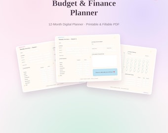Pianificatore di budget stampabile in PDF, organizzatore di finanze personali, registro di estinzione debiti e risparmi, HTML interattivo bonus
