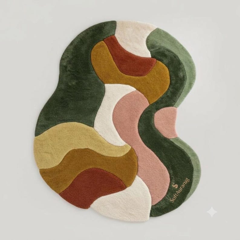 Organic Pastel Rug Texture Handmade Tufted Rug, Organic Floral Design, Modern Artisan Carpet (made ...